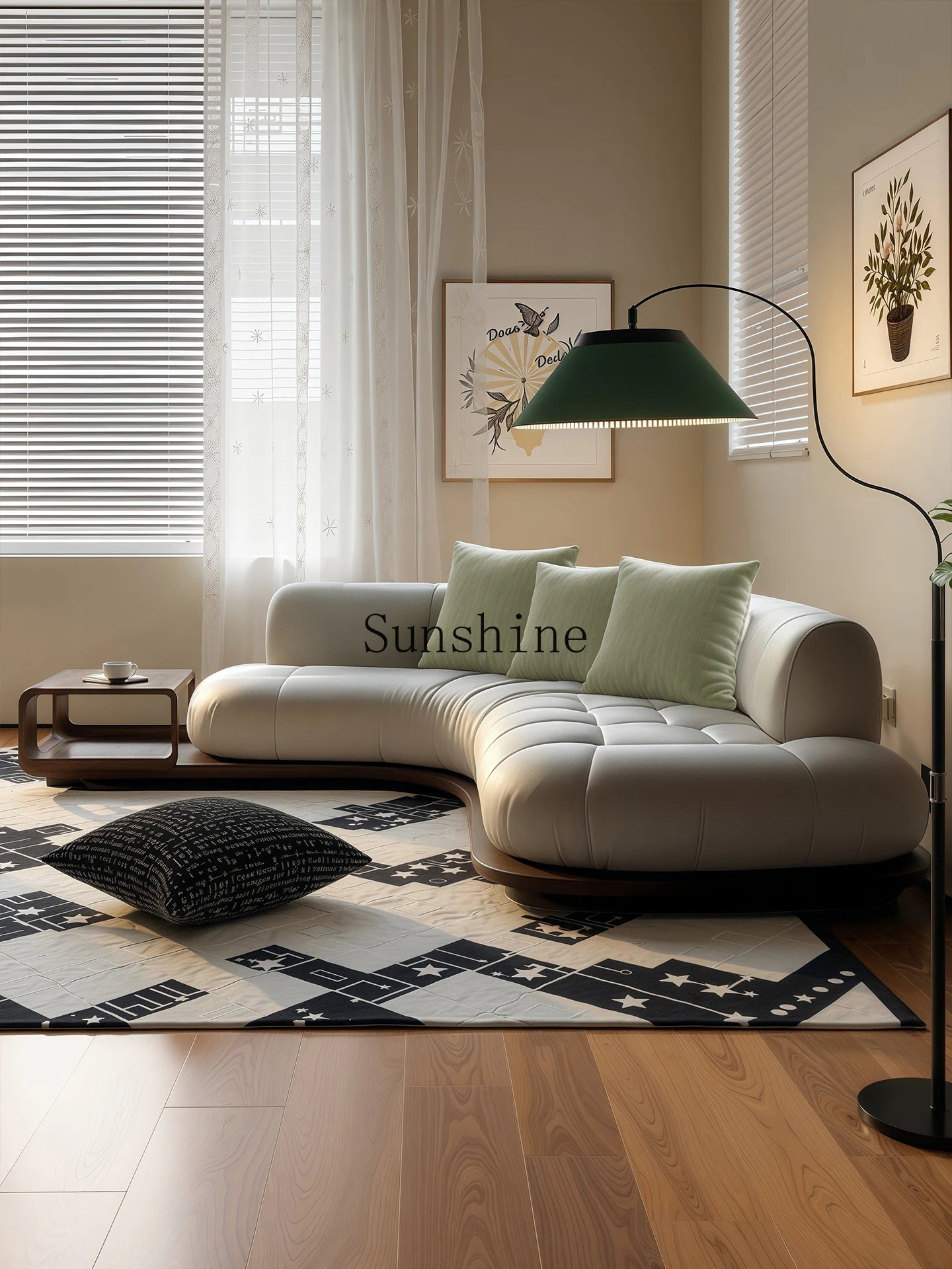 Arc corner sofa living room corner creative coffee table combination furniture simple and modern