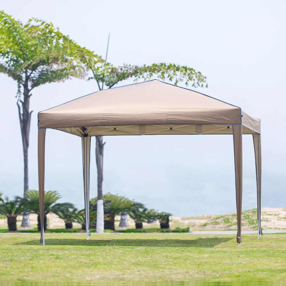 Outdoor pop-up canopy Gazebo Tent beach camping instant canopy Sunscreen rainproof khaki color (2.9 x2.9M)
