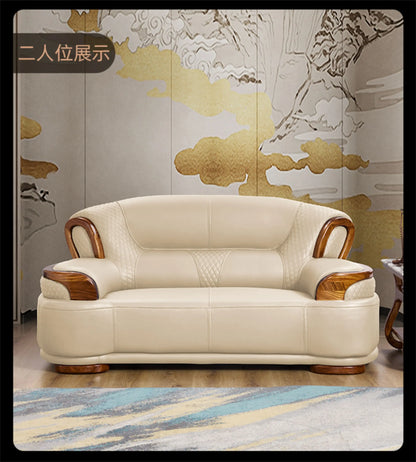 Designer Family Living Room Sofa Genuine Leather Sectional Floor Living Room Sofa Wood Minimalist Muebles Postmodern Furniture