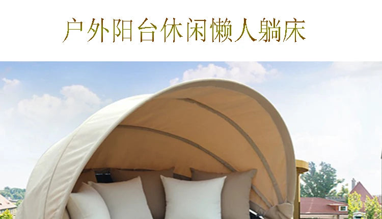 N Outdoor Lounge Leisure Ratten Bed Balcony Courtyard Sun Shade Sofa Outdoor round Bed
