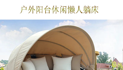 N Outdoor Lounge Leisure Ratten Bed Balcony Courtyard Sun Shade Sofa Outdoor round Bed