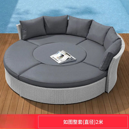 ZYH outdoor round rattan sofa combination leisure villa semi-circular rattan chair sofa