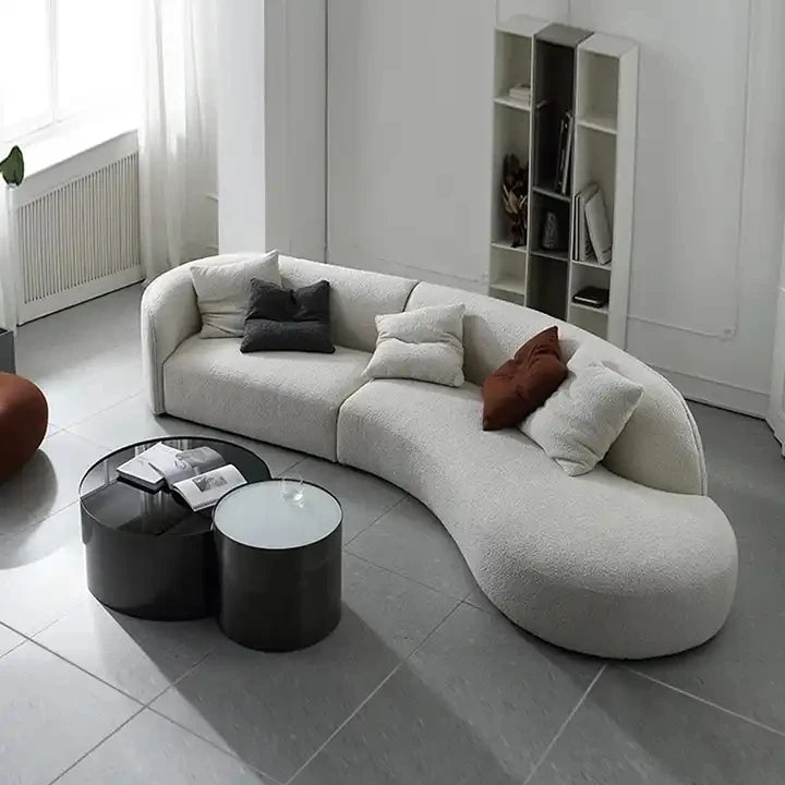 Luxury Contemporary Sofa Set for Living Room Modern Velvet Curved Sofa Couches Pink Color