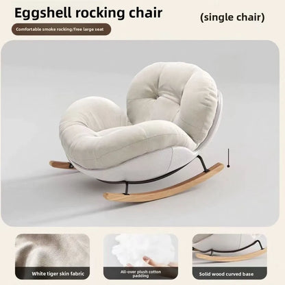 Egg Shell Rocking Chair Lounge Recliner Bed Sleep Rest Foldable Single Seater Indoor Outdoor Casual Living Room Chair Furniture