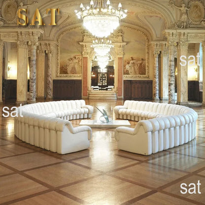Artistic High End White Leather De Sede DS 600 Snake Sofa Curved Modular Sectional Sofa Round Water Proof Couch Set