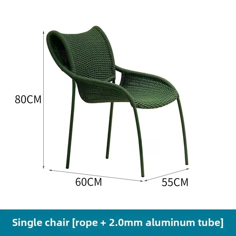 Villa Hotel Outdoor Garden Single Rattan Chair Nordic Home Aluminum Alloy Table and Chair Set Leisure Rope Garden Furniture Sets
