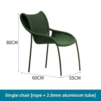 Villa Hotel Outdoor Garden Single Rattan Chair Nordic Home Aluminum Alloy Table and Chair Set Leisure Rope Garden Furniture Sets