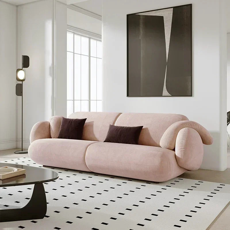 Armchair Curved Modern Sofa Pink Minimalist Wooden Floor Adults Living Room Sofa Canape Chaise Reading Divano Bedroom Furniture