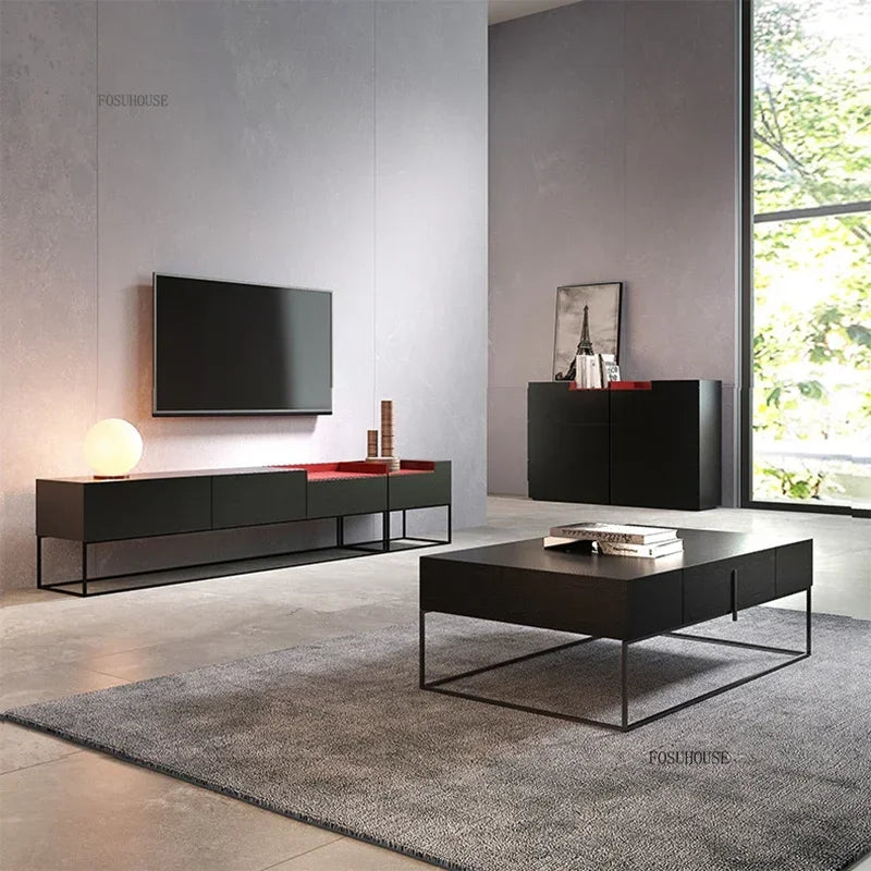 Modern Creative Coffee Tables for Living Room Square Solid Wood with Drawer Side Table Light Luxury Designer Table for Office J