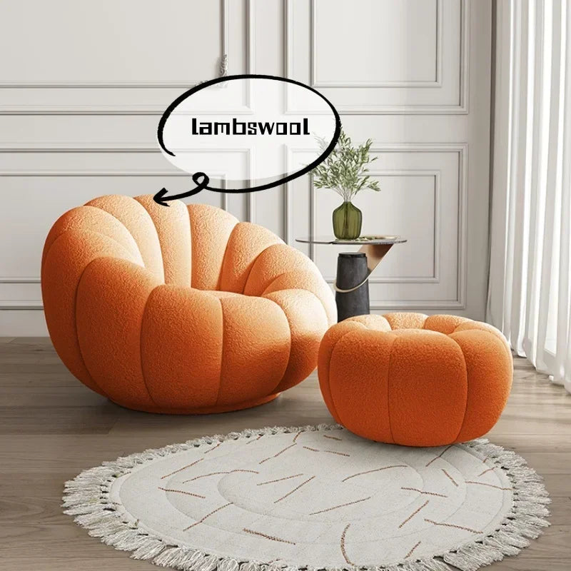 Modern Living Room Sofa Lambswool Pumpkin Sofa Chair Creative Home Balcony Swivel Lounge Chair Fitting Room Bedroom Single Sofas
