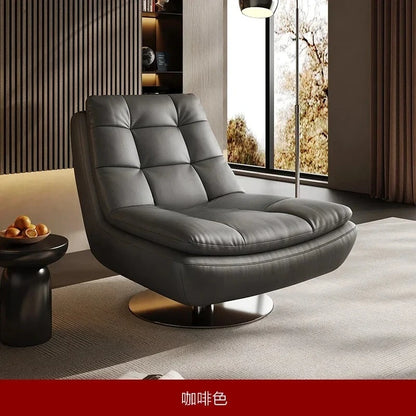 Genuine Leather Couch Single Minimalist Cream Style Living Room Small Apartment Bedroom Leisure Chair