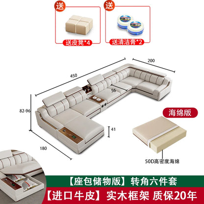 Leather Design Sofa Storage High Quality Comfortable Romantic Leisure Sofa Corner Leisure Multifunctional Sillon Cama Furniture