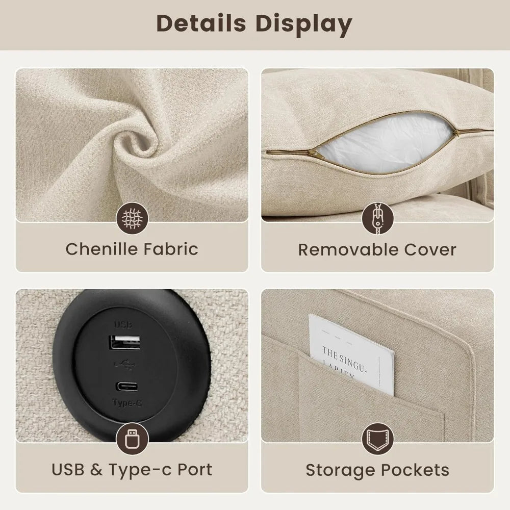 102" Convertible Sectional Sofa Couch with Chaise Storage, Modern L-Shaped Reversible Design, Comfortable Chenille Fabric