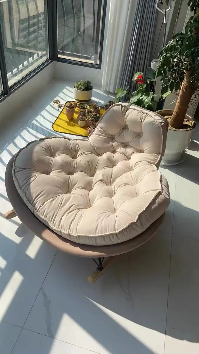 Nordic Style Rocking Chair for Living Room Cat scratch SKin Leather Light Luxury Lounge Chair for Adult Lazy Sofa Balcony Chair