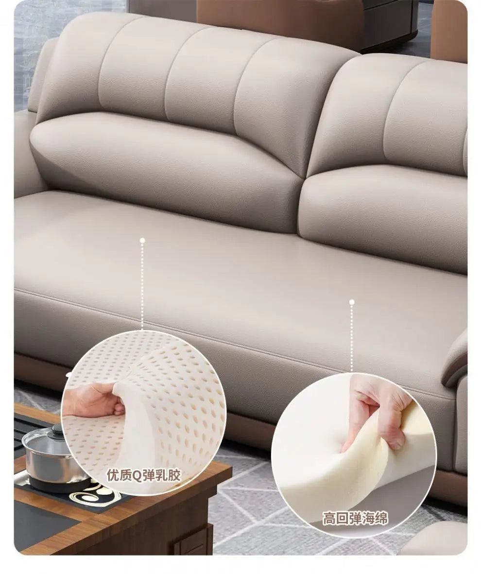 Leather latex office sofa, piano key combination sofa