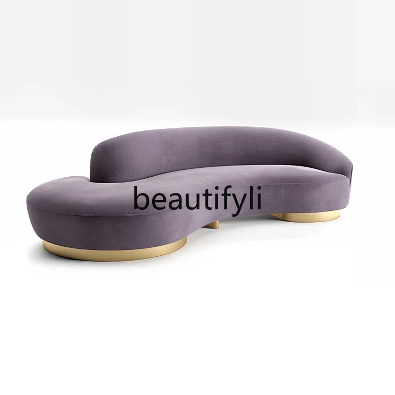 Spot original designer Italian light luxury modern semi-circular curved velvet special-shaped sofa