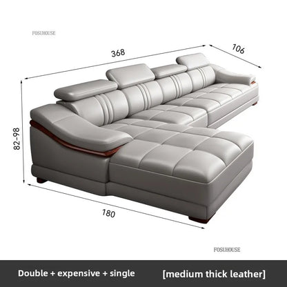 Italian Light Luxury Living Room Sofas Combination Nordic Double Sofas for Living Room Home Furniture Designer Leather Back Sofa