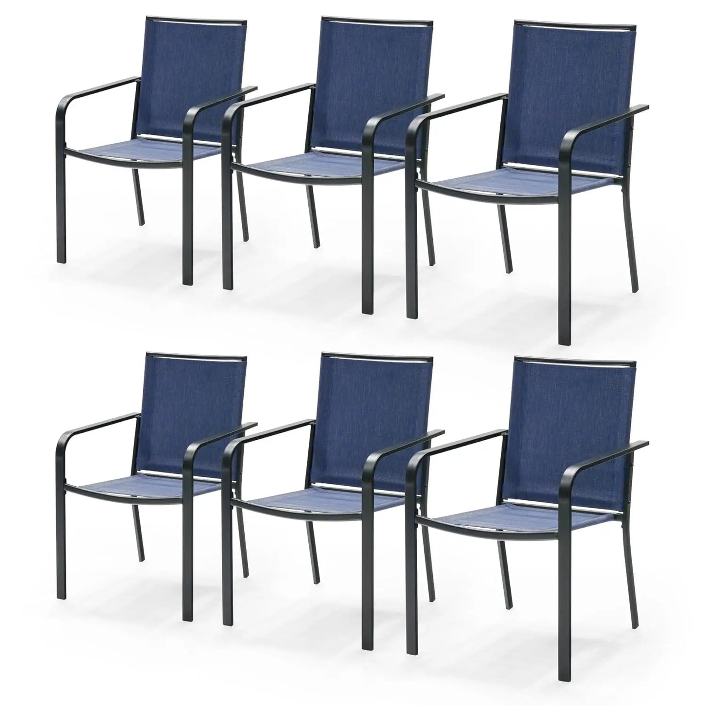 Patio Dining Chairs Set of 6, Outdoor Stackable Dining Furniture Set, All Weather Dining Set for Lawn, Garden, Backyard, Poolsid