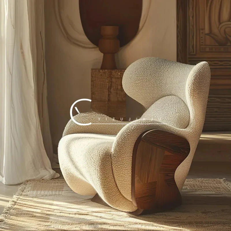 Italian style, retro solid wood leisure, living room bedroom single, medieval single sofa chair