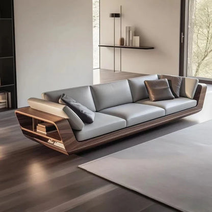 Italian minimalist, solid wood Nordic simple sofa living room villa hotel high-end straight row