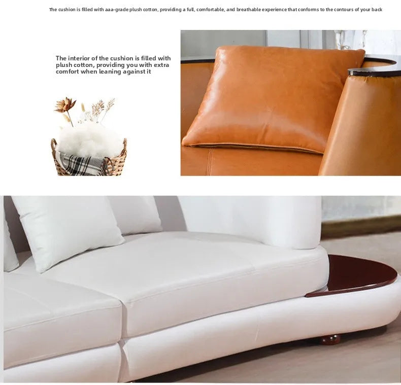 First layer cowhide sofa, creative curved leather sofa combination