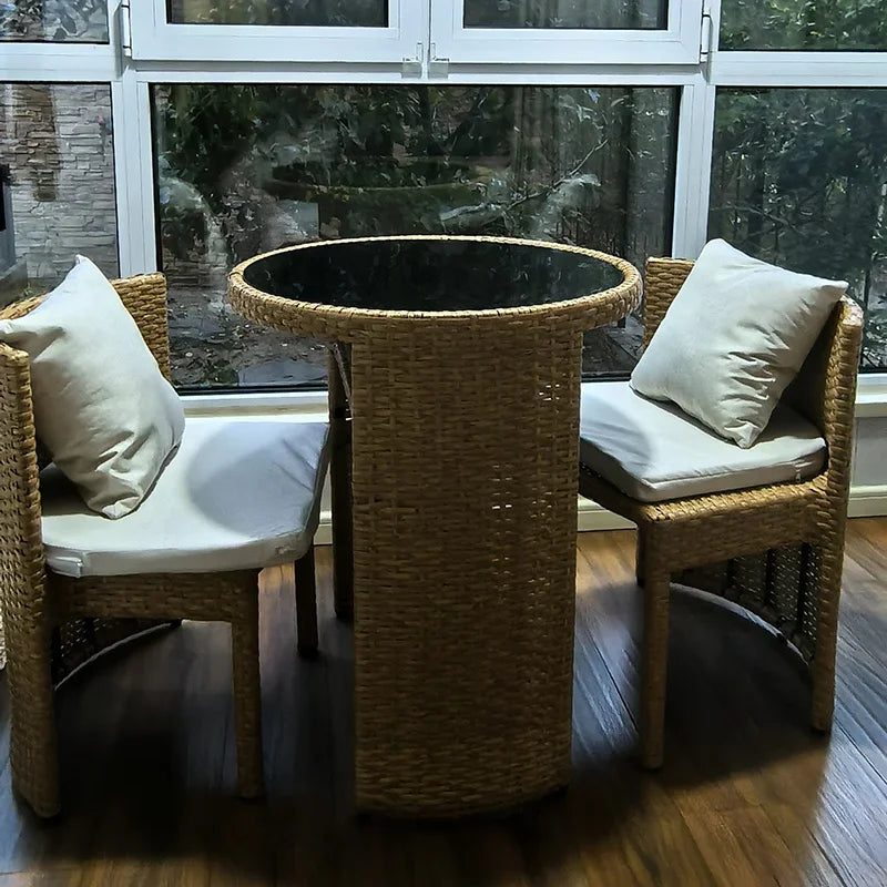 European Rattan Garden Furniture Sets Home Balcony Patio Furniture Creative Open-air Garden Furniture Combination Outdoor Set F