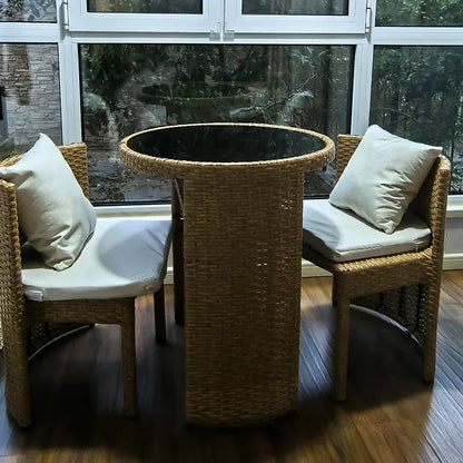European Rattan Garden Furniture Sets Home Balcony Patio Furniture Creative Open-air Garden Furniture Combination Outdoor Set F