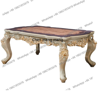 European Solid Wood Dining Table and Chair Combination Rectangular Dining Table Luxury American Leather Villa Furniture