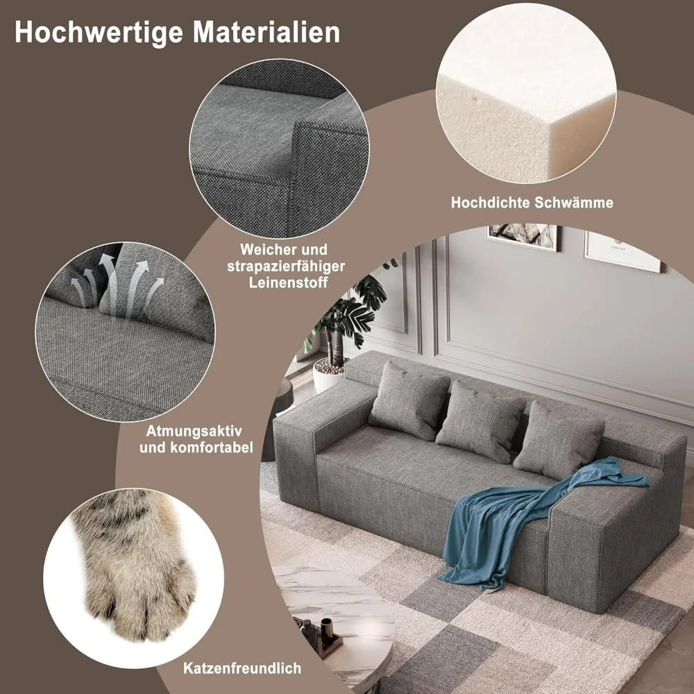 Modular Sectional Sofa, Corduroy Lounge Sofa with Movable Cushions, Modular Couch for  Living Room, Bedroom, Apartment