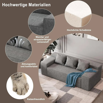 Modular Sectional Sofa, Corduroy Lounge Sofa with Movable Cushions, Modular Couch for  Living Room, Bedroom, Apartment
