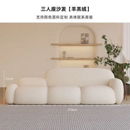 Simple living room, modern cream style, rental house, fabric sofa, straight row light luxury, bedroom sofa