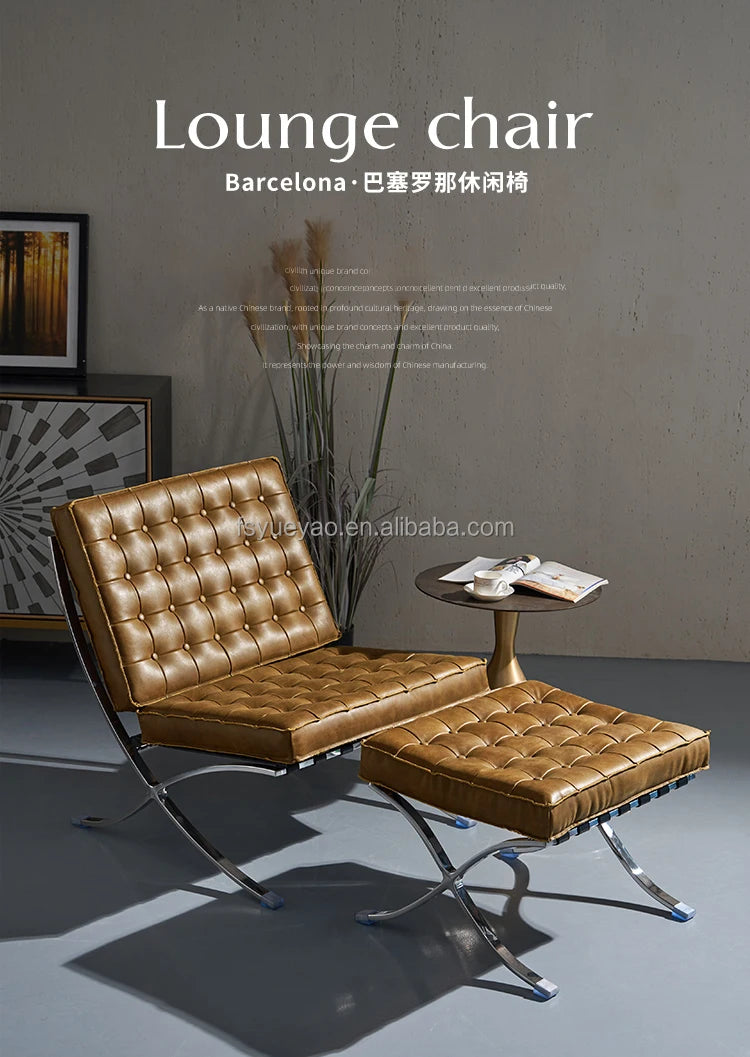 Barcelona Single Sofa Designer Lazy Sofa High-end Italian Living Room Sofa Chair Nordic Light Luxury Leisure Chair