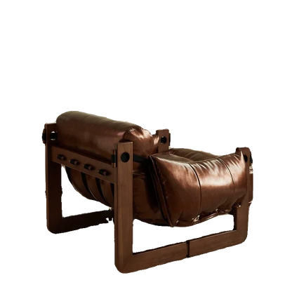 Leisure Single Solid Wood Sofa Chair Living Room Designer Model Leisure Leather Recliner Simple