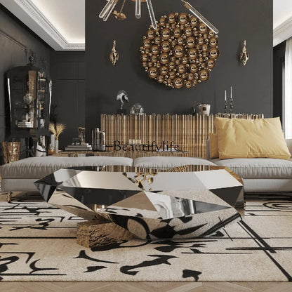 LJYStainless steel light luxury creative special-shaped coffee table high-end model house villa living room art coffee table