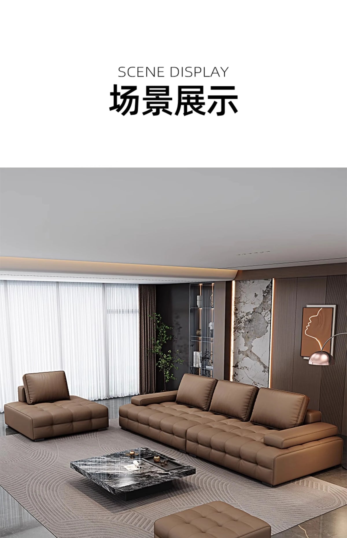 Modern Minimalist New Leather Living Room Lawrence Italian Light Luxury Straight L Shaped Sectional Lazy Soft Tatami Lounge Sofa