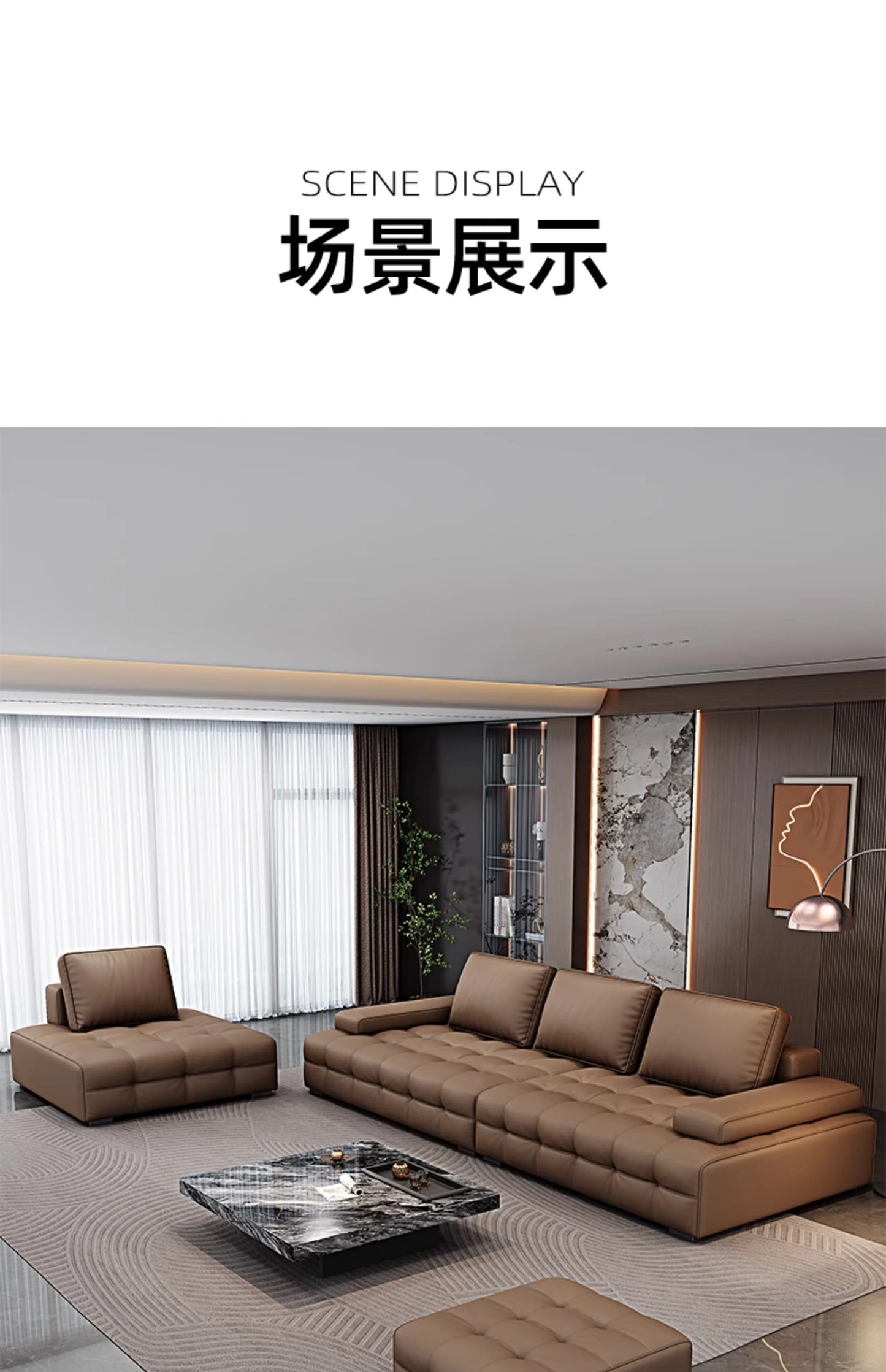 Modern Minimalist New Leather Living Room Lawrence Italian Light Luxury Straight L Shaped Sectional Lazy Soft Tatami Lounge Sofa