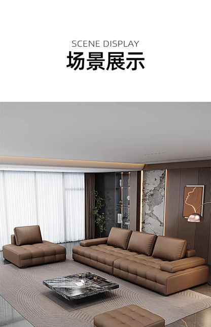 Modern Minimalist New Leather Living Room Lawrence Italian Light Luxury Straight L Shaped Sectional Lazy Soft Tatami Lounge Sofa