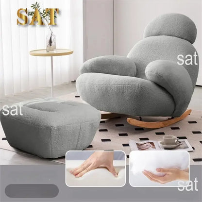 Big white Internet celebrity rocking chair lazy sofa single rocking cream living room lazy chair simple balcony bedroom