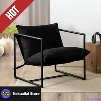Customizable Aidan Sling Accent Chair, Metal Framed Armchair with Shredded Foam Cushioning, Black