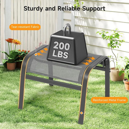 [Best Seller, Limited Stock!]Outdoor Ottoman Set of 2, All Weather Foot Stool with Supportive Textliene and Metal Frame, Stackab