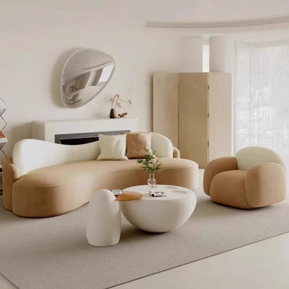 Cream wind sofa small apartment living room sitting area curved sofa combination