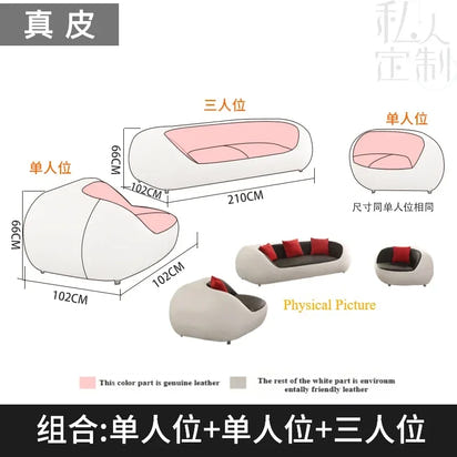 Cute Luxury Nordic Sofa Set – Soft Lazy Loveseat & Modern Lounge Puffs