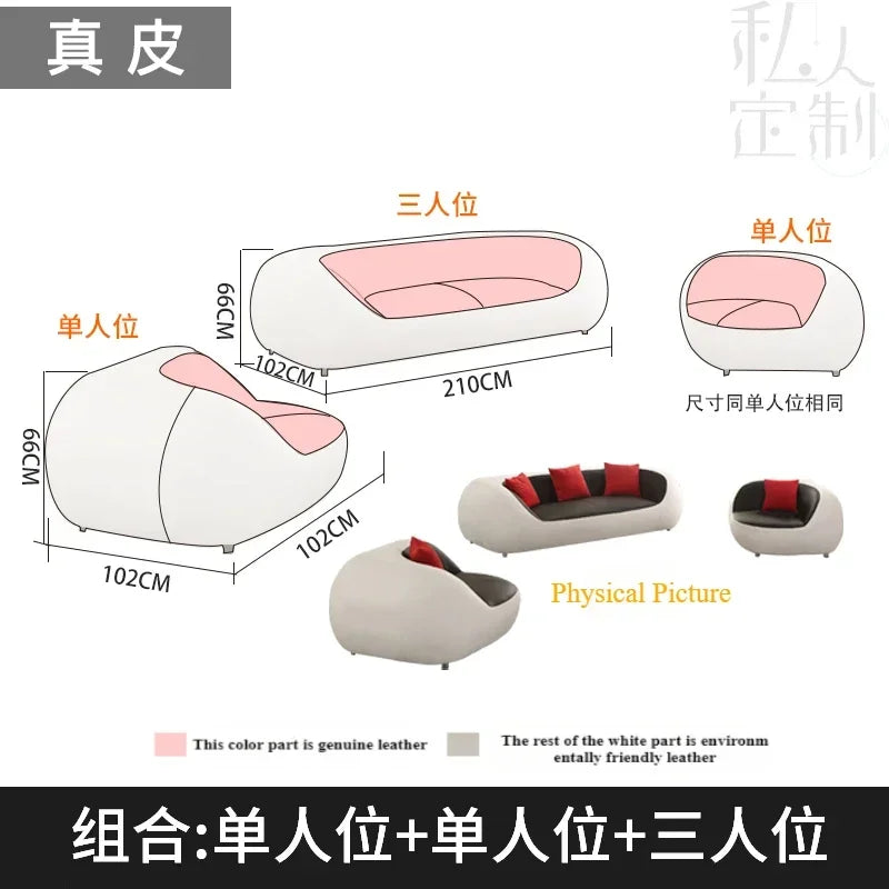 Cute Luxury Nordic Sofa Set – Soft Lazy Loveseat & Modern Lounge Puffs