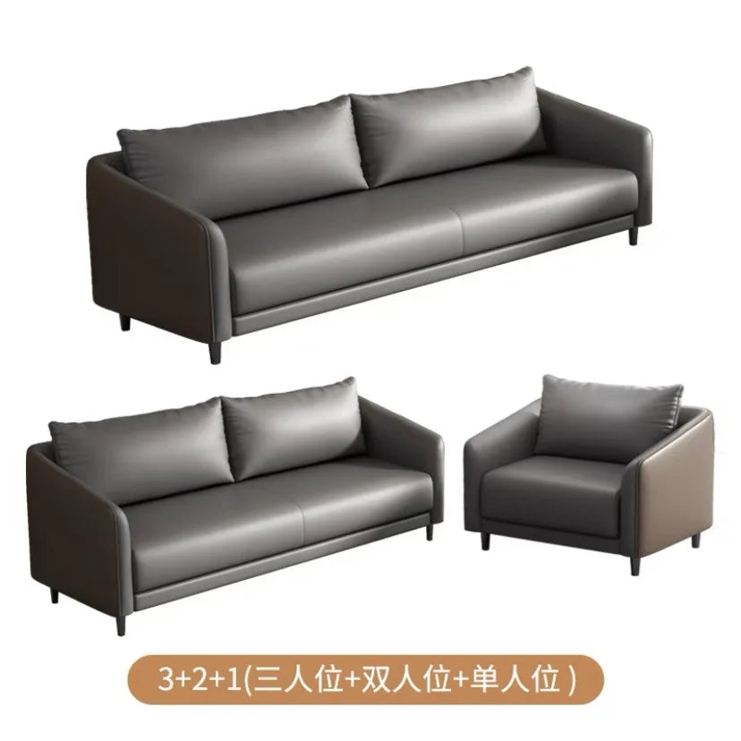 Office Sofa Modern Meeting Guests Business Reception Negotiation Leisure Area Modern Leather Sofa Coffee Table Combination Set