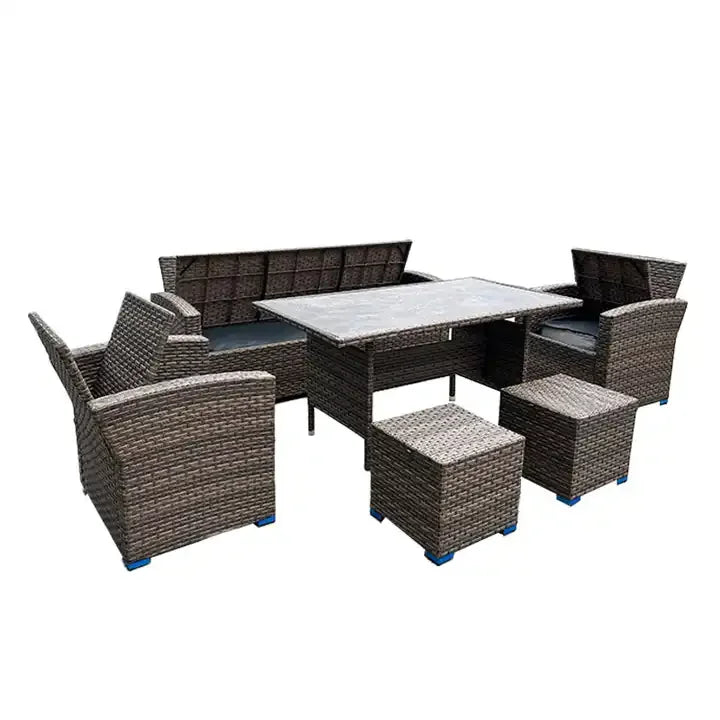 Waterproof Patio Sofa Set PE Wicker Rattan Sectional Outdoor Furniture Handmade Aluminum Contemporary Garden Rattan Sofa Set