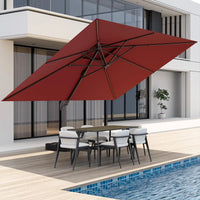 9x12 FT Patio Umbrella, Large Cantilever Rectangular Double Top Heavy Duty Offset Umbrellas with 360° Rotation, Outdoor shade