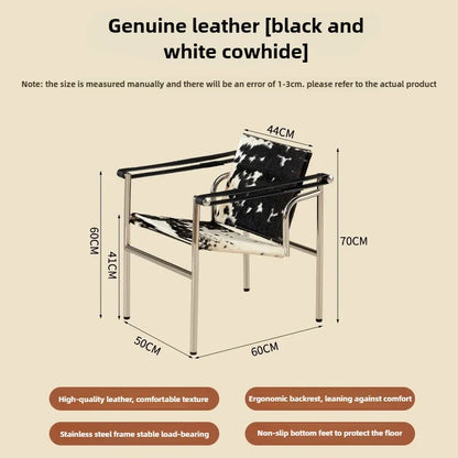Single Leather Stainless Steel Leisure Chair, Living Room Balcony Study Swivel Chair, Business Meeting and Negotiation Chair