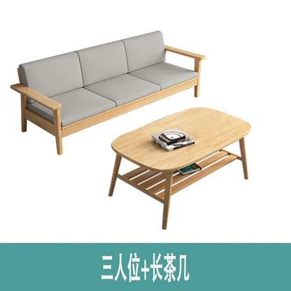 Solid wood sofa simple modern living room small apartment three-person winter and summer dormitory bed and breakfast sofa