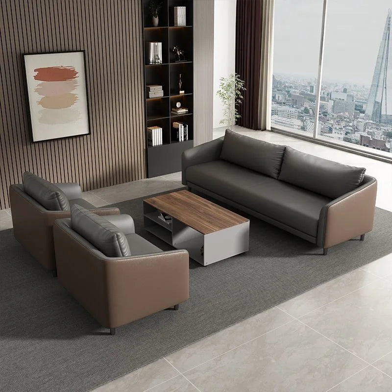 Office Sofa Modern Meeting Guests Business Reception Negotiation Leisure Area Modern Leather Sofa Coffee Table Combination Set