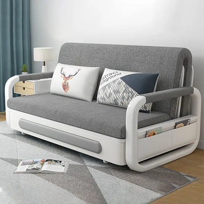 Modern Folding Sofa Bed with Fabric Upholstery Apartment Furniture Metal Frame Extendable for Living Room Dining Hotel Use